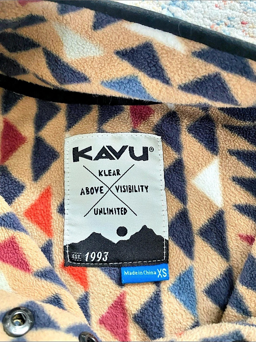 KAVU Cavanaugh Fleece Pullover Tan & Blue Size XS - Picture 2 of 7